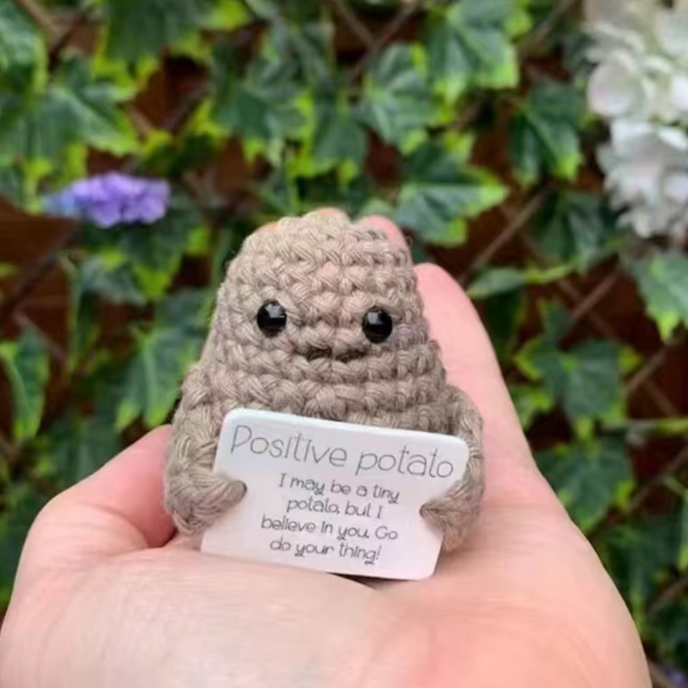 Potato crochet toy cute mini figure inspirational life quote positivity décor